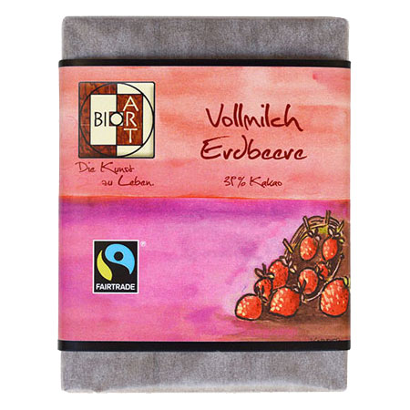 BioArt Schoko Vollmilch Erdbeer 70g /FairTrade