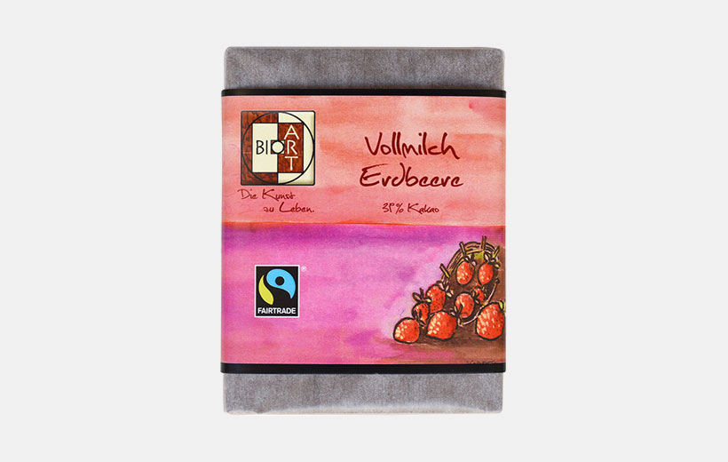 BioArt Schoko Vollmilch Erdbeer 70g /FairTrade