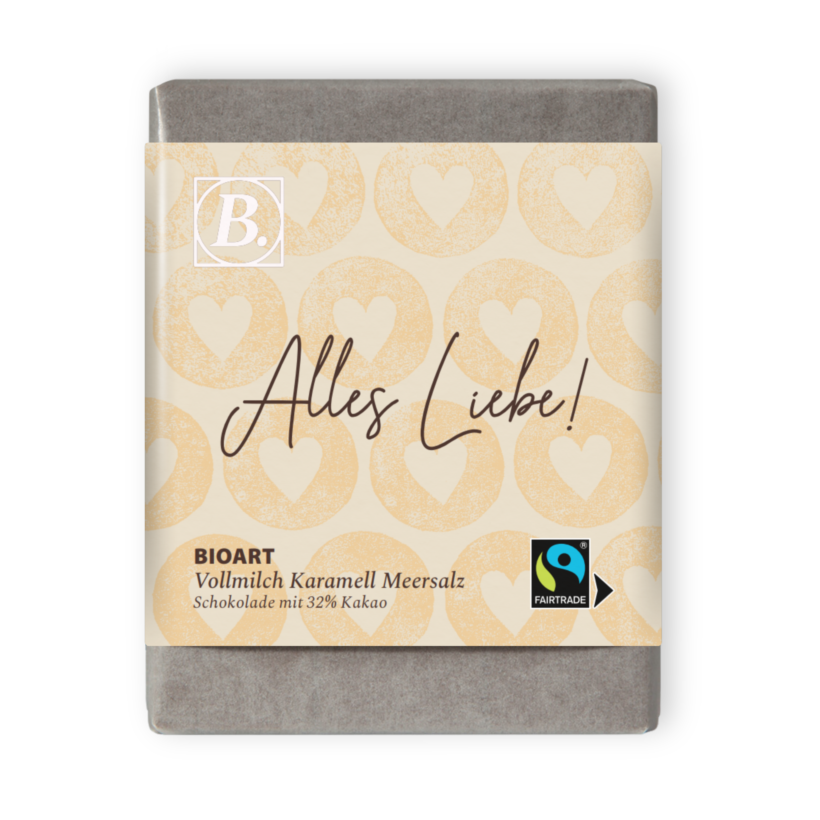 BIOART Schoko Alles Liebe Vollmilch Karamell Meersalz 70g, Fairtrade