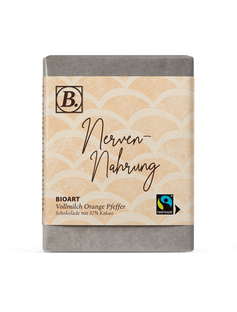 BIOART Schoko Nervennahrung Vollmilch Orange Pfeffer 70g, Fairtrade