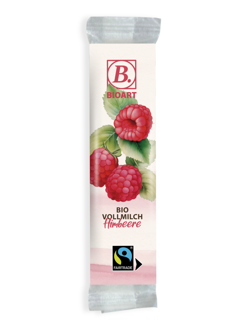 BIOART Schoko-Riegel Vollmilch Himbeere 30g, Fairtrade
