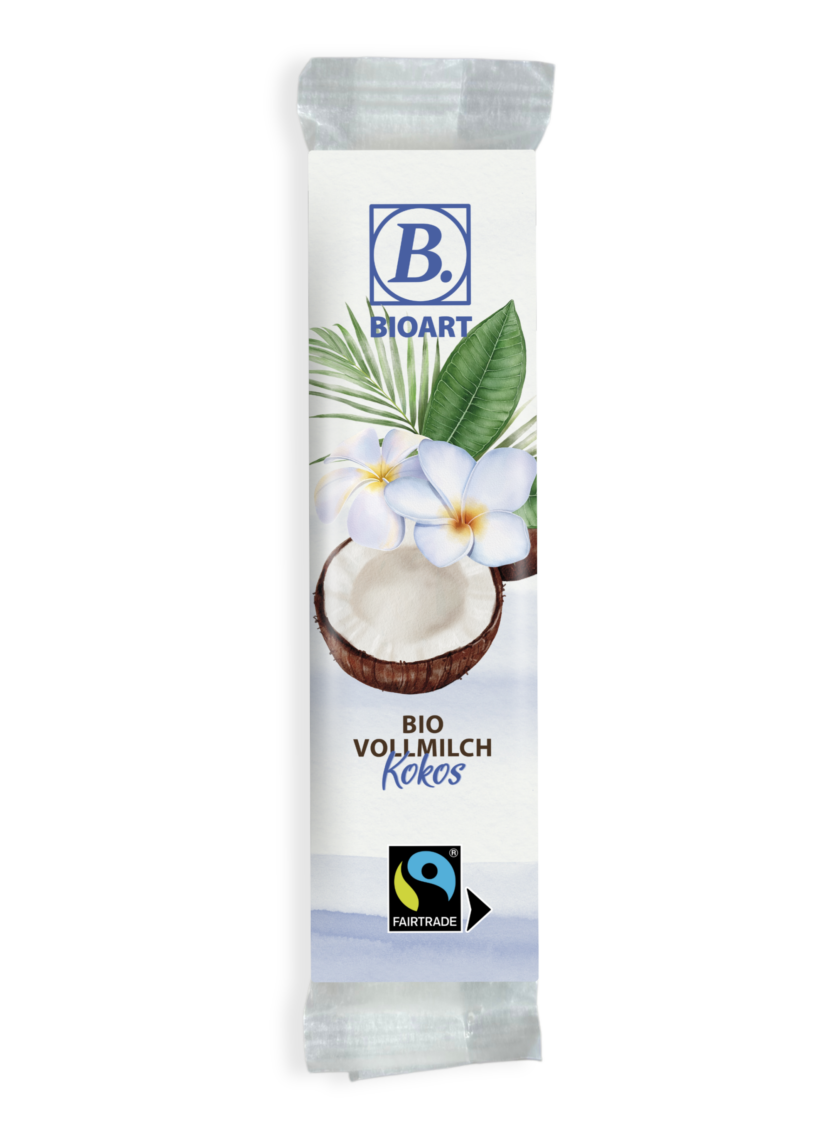 BIOART Schoko-Riegel Vollmilch Kokos 30g, Fairtrade