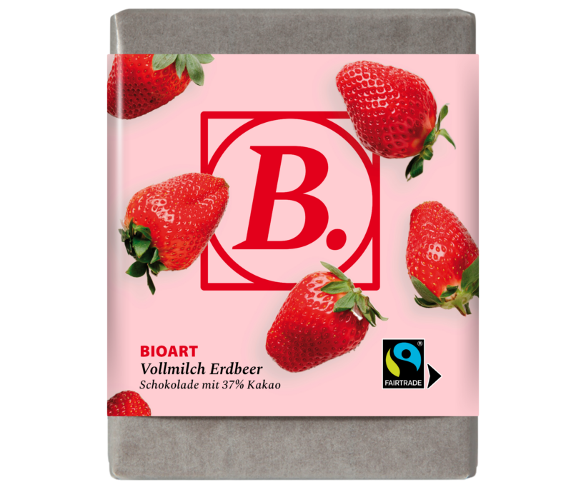 BIOART Schoko Vollmilch Erdbeer 70g, Fairtrade