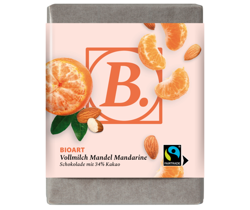 BIOART Schoko Vollmilch Mandel Mandarine 70g, Fairtrade