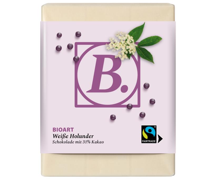 BIOART Schoko Weiße Holunder 70g, Fairtrade