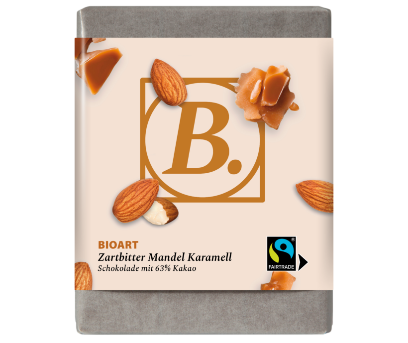 BIOART Schoko Zartbitter Mandel Karamell 70g, Fairtrade
