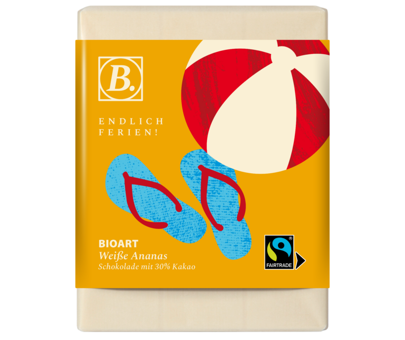 BIOART Schoko Ferien Strand 70g bio, FT-Cert. Weiße Ananas 70g
