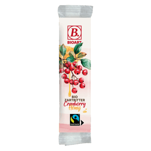 B. Schoko-Riegel Zartbitter Cranberry Honig 30g bio, Fairtrade