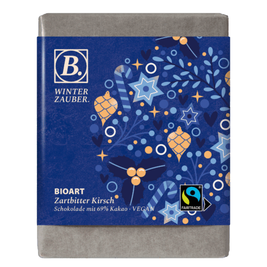 BIOART Weihnachten "Winterzauber" Zartbitter Kirsch 70g, Fairtrade